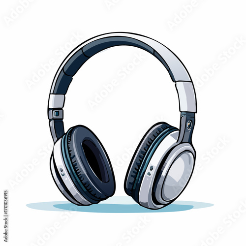 Vektor eines modernen Over-Ear-Kopfhörers, schwarz, weich gepolsterte Ohrmuscheln.