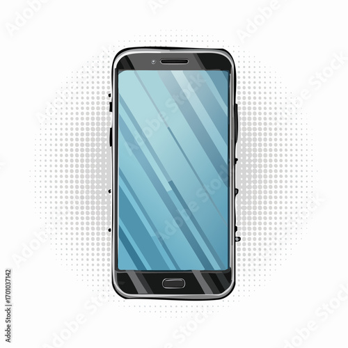 Vektor eines modernen Smartphones, schwarzes Display, dünner Rahmen,