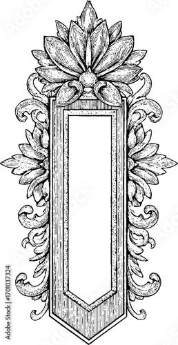 Vintage engraving of decorative obelisk design for print and card use
