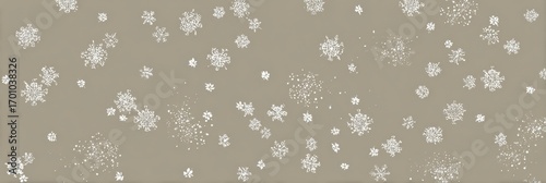 Delicate White Snowflakes Scattered Across a Light Brown Background Creating a Serene Winter Atmosphere
