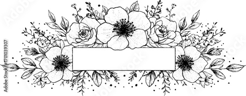 Renaissance floral bouquet in vintage engraving style for elegant design and decoration