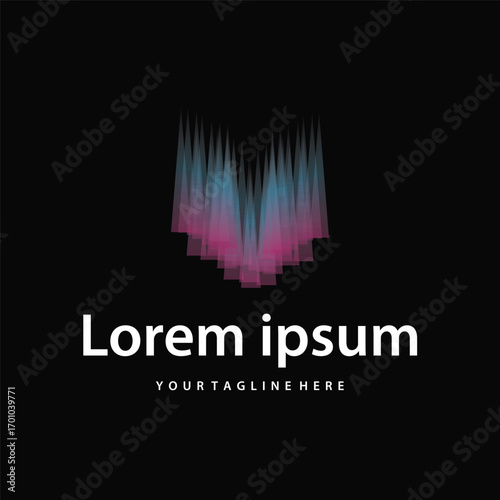 aurora logo design landscape sky nature ice, vector illustration symbol templet