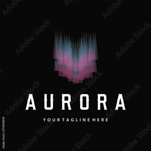 aurora logo design landscape sky nature ice, vector illustration symbol templet