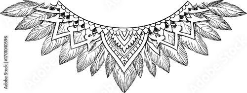 Intricate vintage engraving of skyscrape style feathered design for art projects