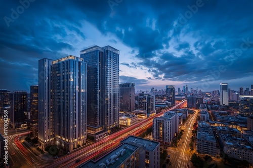 Wallpaper Mural Modern City Business Center with Sleek Office Towers Torontodigital.ca