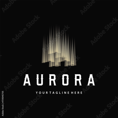 aurora logo design landscape sky nature ice, vector illustration symbol templet