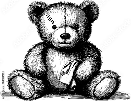 Charming vintage teddy bear illustration for retro designs