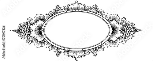 Vintage floral frame design with engraved ornament for decorative use