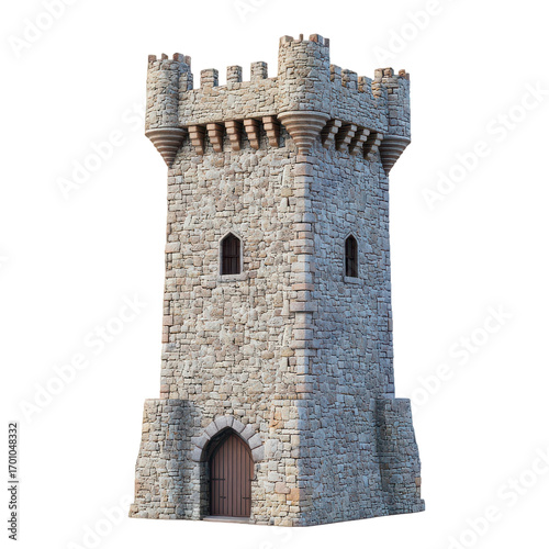 Tall stone tower with a small window on the side