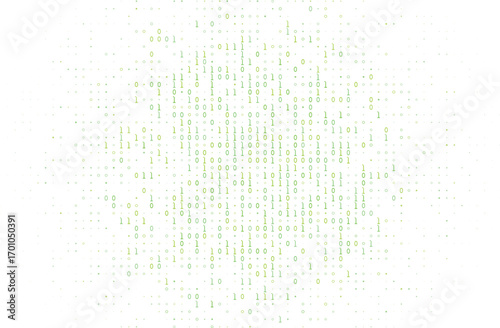 Abstract digital background with green binary code and data stream pattern, representing technology and information flow