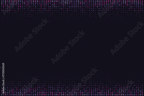 Abstract digital background with vibrant purple and pink fading hexagonal and circular dot pattern, creating a modern pixel art gradient effect on a dark backdrop.