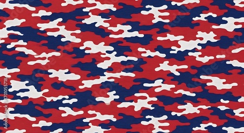 Red White Blue Camouflage Pattern Background.
