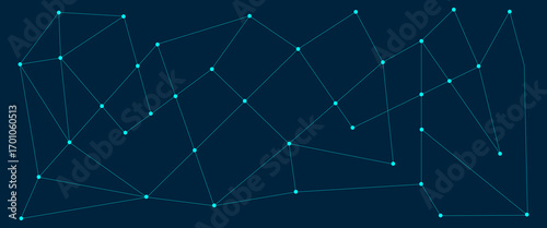 Abstract blue lines and dots connections pattern, social network communication, technology curve line background. Design used for technology, science,