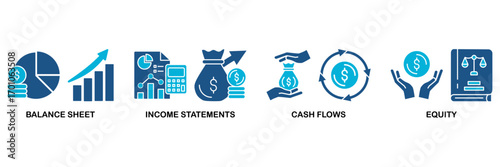 Software development icon set In Blue Monochrome Flat Design, Vector Illustration concept relate to icon of planning, analyze, design, implementation, testing, integration, and maintenance