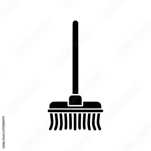 illustration of mop with bristles symbolizing floor cleaning, sanitation, and household hygiene equipment