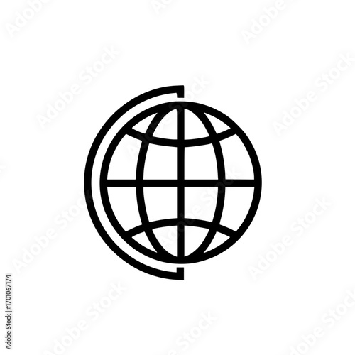 globe icon representing world, earth, internet global connection, and international communication
