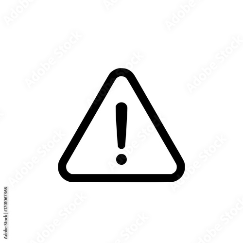 warning sign with exclamation mark symbolizing caution, danger, and safety alert in black outline style