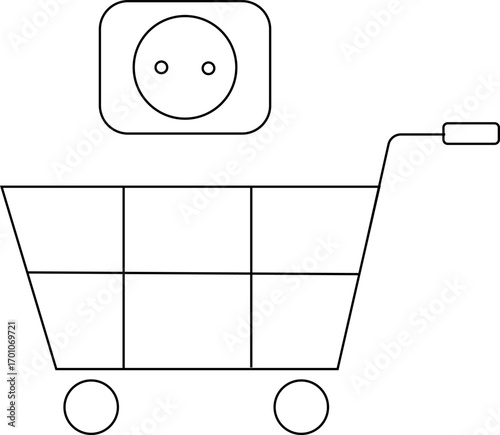 trolley icon and power socket icon with white background