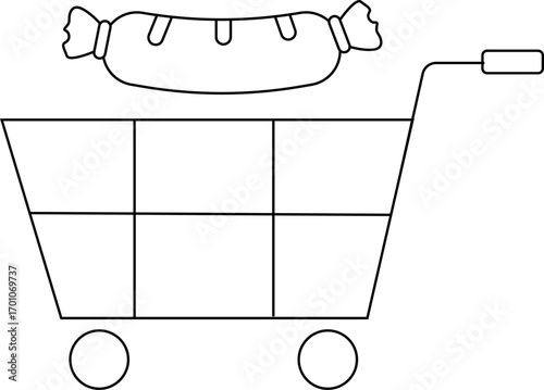 trolley icon and sausage icon with white background