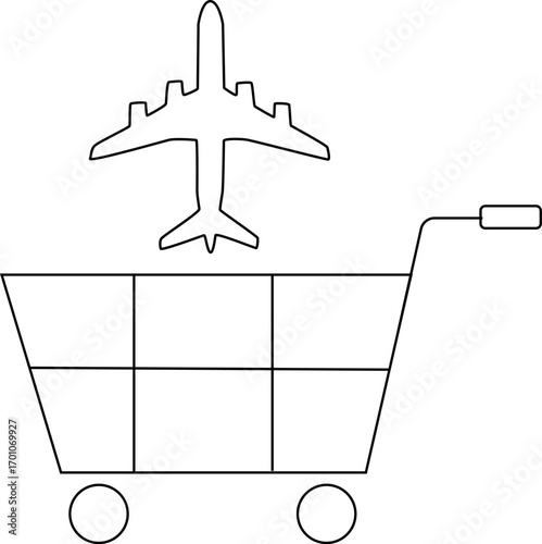 trolley icon and airplane icon with white background
