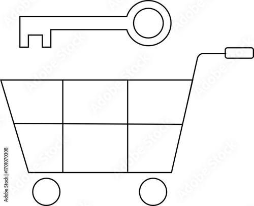 trolley icon and lock icon with white background