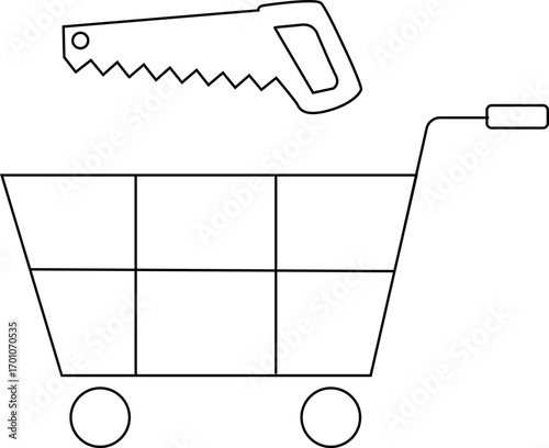 trolley icon and saw icon with white background