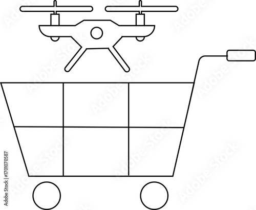 trolley icon and drone icon with white background