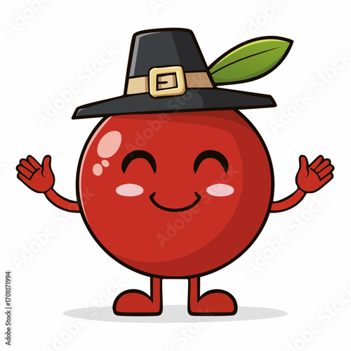 dignified pilgrim cranberry vector illustration for harvest greeting cards