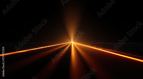 Golden rays converge on a dark path