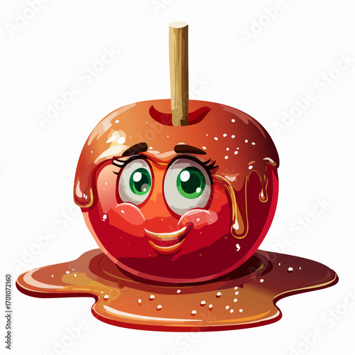 caramel apple vector illustration for sweet holiday greeting cards