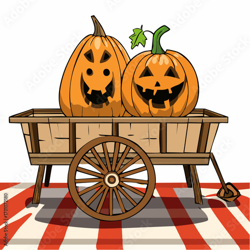 festive hayride scene vector illustration for warm greeting cards