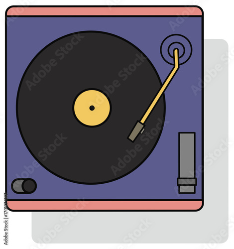 turntable in minimalist modern vintage style with slider, slim toggle and pro needle head & arm