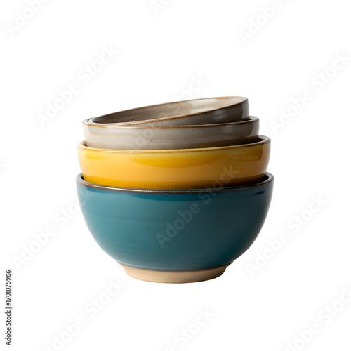Stacked Ceramic Bowls isolated on white background