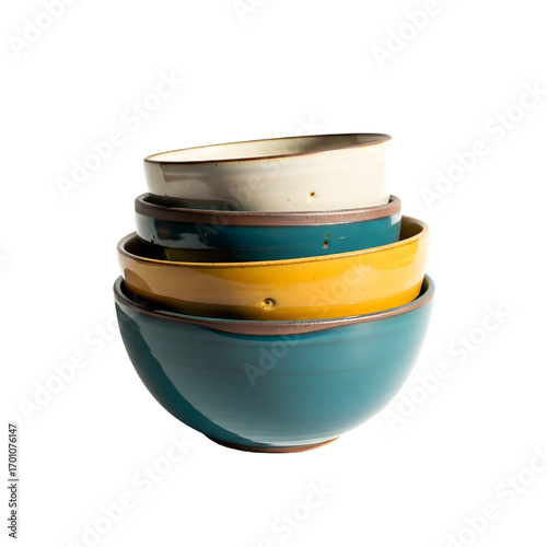 Stacked Ceramic Bowls isolated on white background