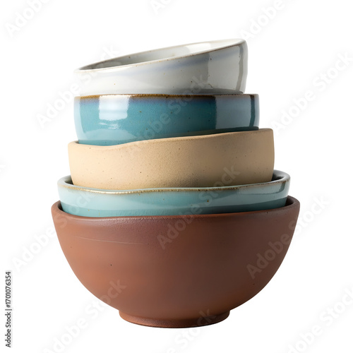 Stacked Ceramic Bowls isolated on white background