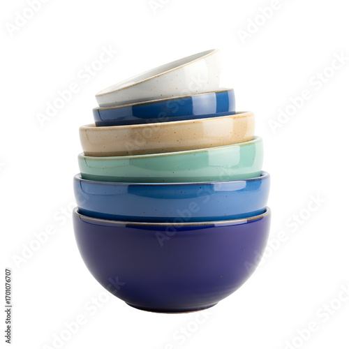 Stacked Ceramic Bowls isolated on white background