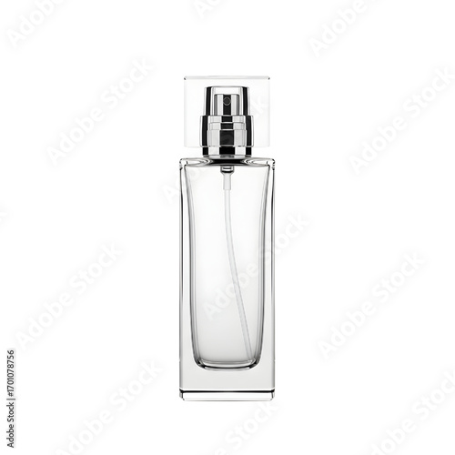 Empty perfume bottle isolated on white background