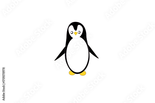 Cute Cartoon Penguin Illustration on a White Background