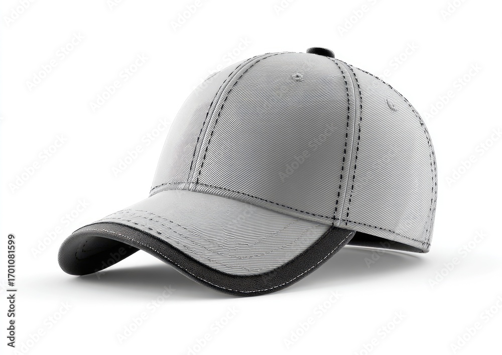 Fototapeta premium Light gray baseball cap with black trim