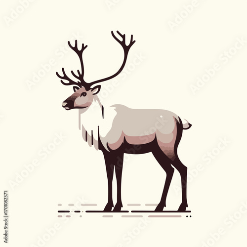 Big antler deer with a simple and minimalist flat design using a white background