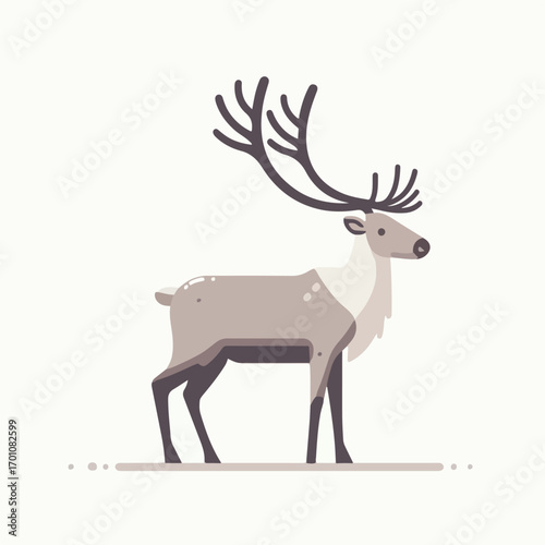 Big antler deer with a simple and minimalist flat design using a white background