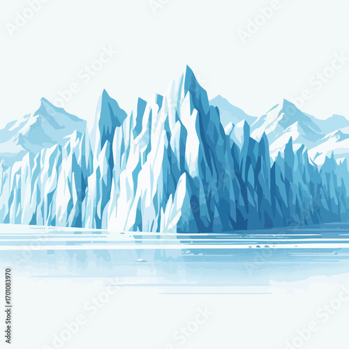 Alaska glacier with a simple and minimalist flat design using a white background