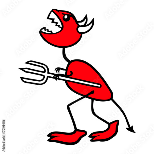 Dino Devil Demon Monster Trident Horns Hell Evil