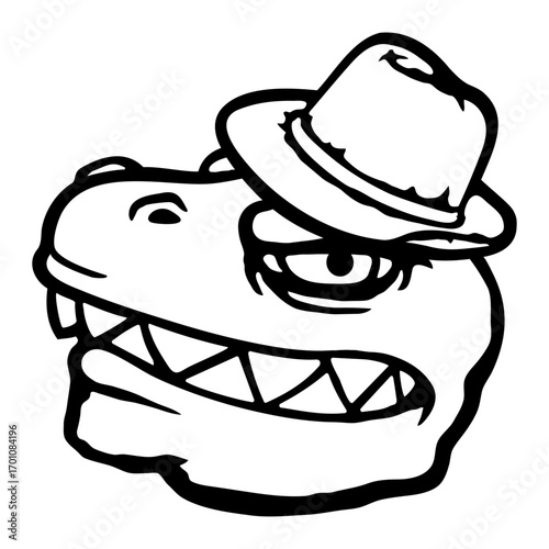 Evil Dino T-Rex Gangster Boss Hat Criminal Gang