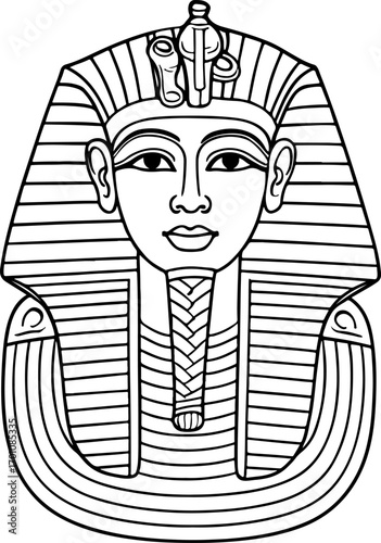 golden mask of the ancient egyptian king tutankhamun illustration coloring page
