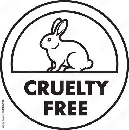 Cruelty free symbol with rabbit icon and text vector stamp