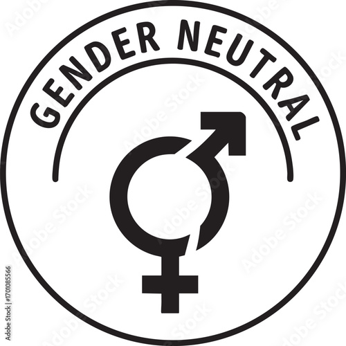 Gender neutral symbol  vector with combined male and female sign isolated on white background
