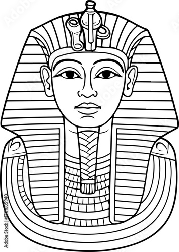 golden mask of the ancient egyptian king tutankhamun illustration coloring page