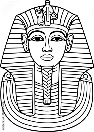 golden mask of the ancient egyptian king tutankhamun illustration coloring page