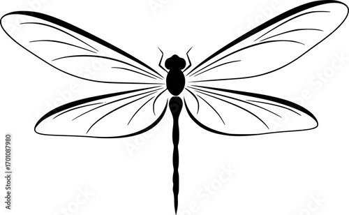 silhouette vector of Elegant dragonfly illustration in black and white woodcut style
 isolated on white background svg png